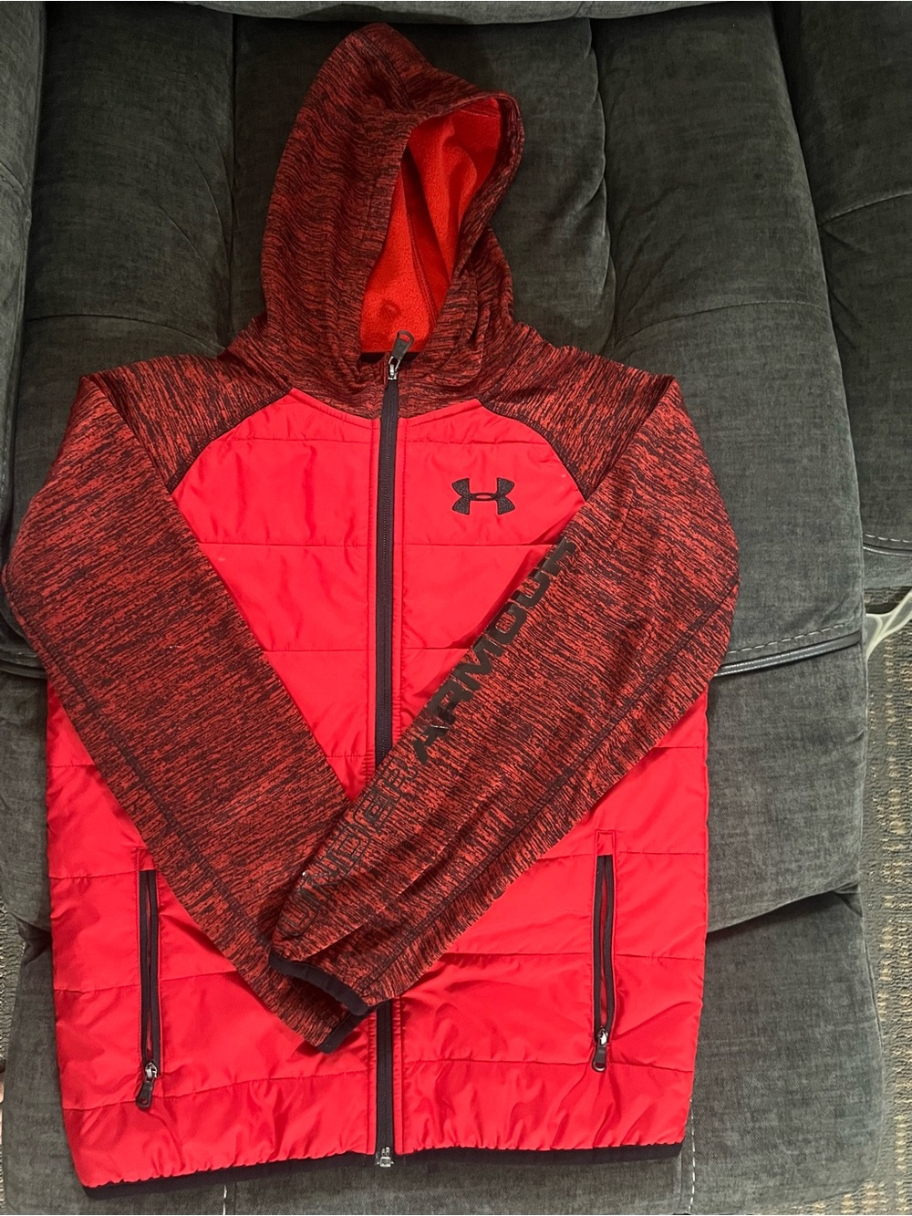 Under Armour Red/Black Kids' Hooded Puffer Jacket